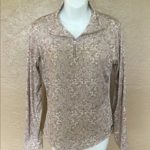 Athleta Gold Arabesque Print Exercise Shirt M